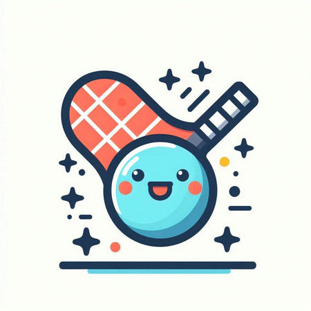 Snowball and tennis racket icon, flat design, vector illustration.のイラスト素材