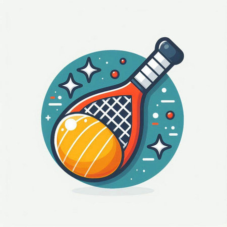 Tennis racket and balls. Sport equipment. Vector illustration in flat styleのイラスト素材