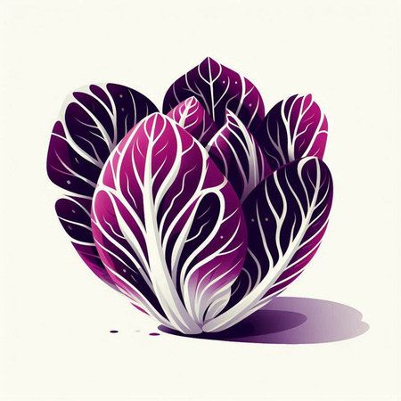 Vegetable illustration with purple chinese cabbage on white background.のイラスト素材