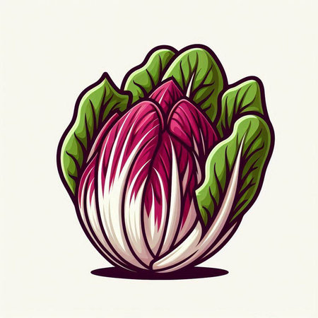 Illustration of a fresh radicchio isolated on a white backgroundのイラスト素材
