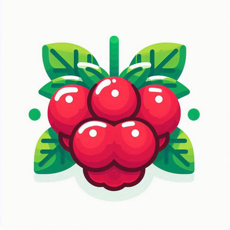 Raspberry icon. Vector illustration of a berry on white background.のイラスト素材