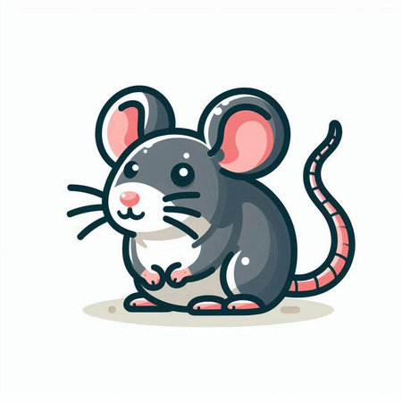 Cute mouse cartoon vector illustration on white background. Cute mouse icon.のイラスト素材