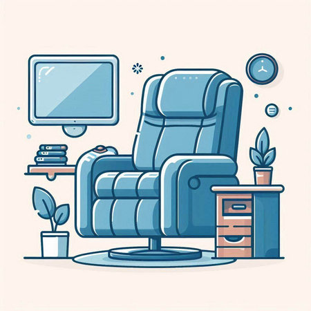 Living room with armchair. Vector illustration in flat cartoon style.のイラスト素材