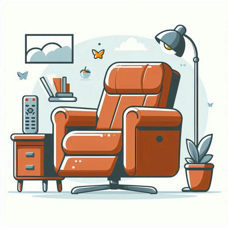 Comfortable armchair in living room. Vector illustration in cartoon styleのイラスト素材