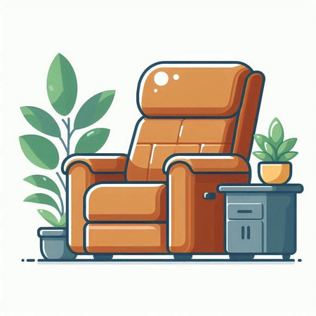 Armchair in living room. Vector illustration in flat cartoon style.のイラスト素材