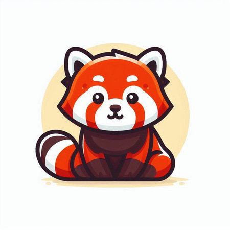 Cute red panda cartoon vector illustration. Cute animal character.のイラスト素材