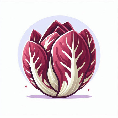 Radicchio isolated on white background. Vector illustration in cartoon style.のイラスト素材