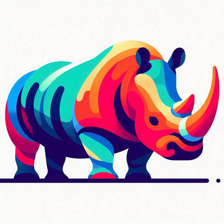 rhinoceros colorful vector illustration, can be used as a backgroundのイラスト素材