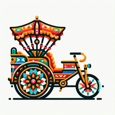 Tuk Tuk vector illustration. Traditional indian trishaw.のイラスト素材