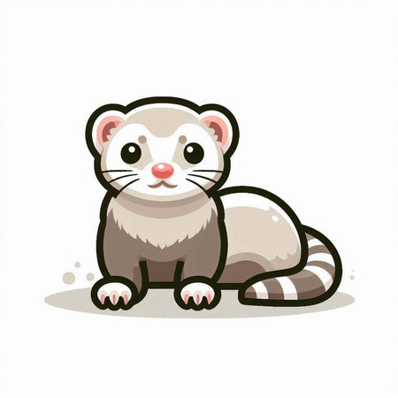 Cute ferret on a white background. Vector illustration in cartoon style.のイラスト素材
