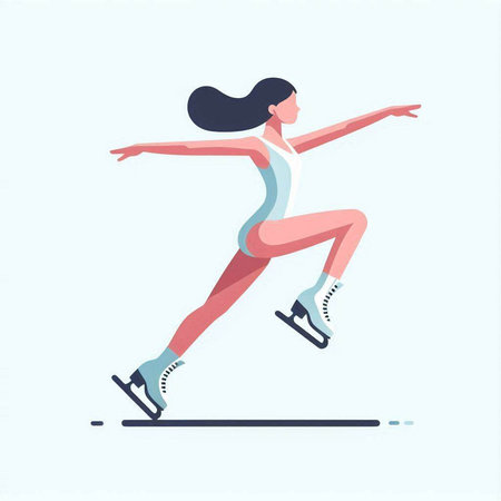 Figure skating. Woman figure skater. Vector illustration in flat styleのイラスト素材