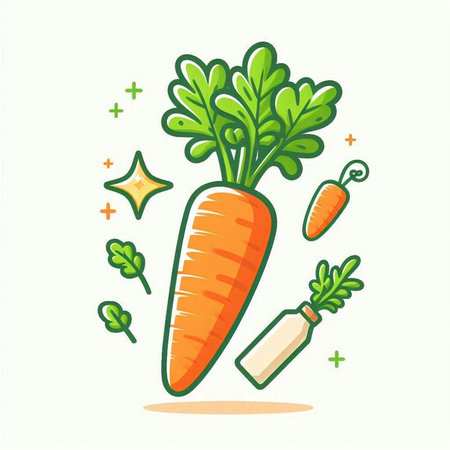 Carrot vegetable vector illustration. Cute cartoon doodle carrot icon.のイラスト素材