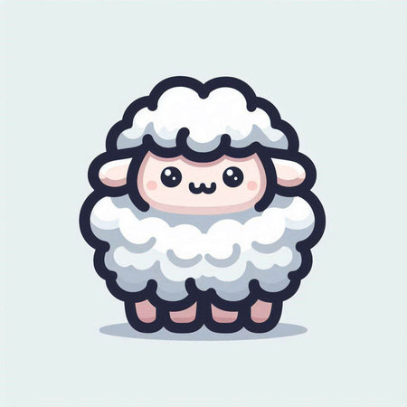 Cute sheep cartoon character. Cute animal. Vector illustration.のイラスト素材