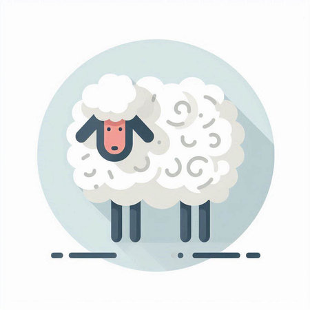 Sheep flat icon. Vector illustration of a sheep. Farm animal.のイラスト素材