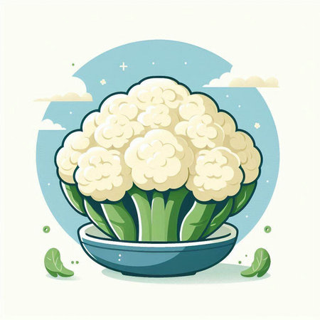 Cauliflower vector illustration. Cauliflower in a bowl.のイラスト素材