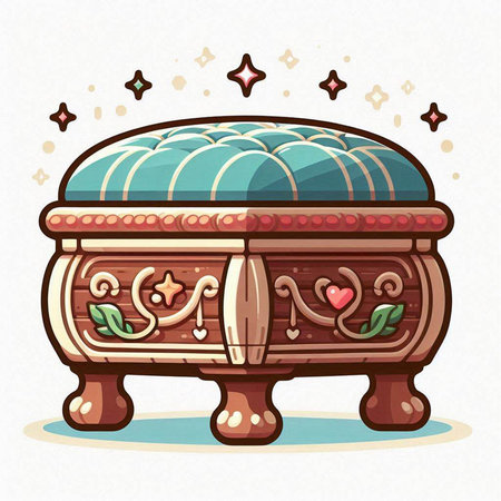 Cartoon vector illustration of an ancient wooden chest with a heart inside.のイラスト素材