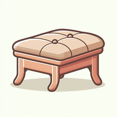 Illustration of a wooden stool on a white background. Vector illustrationのイラスト素材