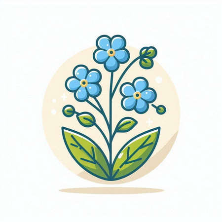 Blue forget-me-not flower icon. Floral vector illustrationのイラスト素材