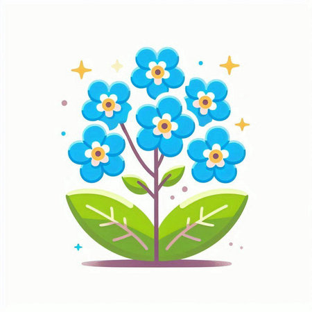 Blue forget-me-not isolated on white background. Vector illustration.のイラスト素材