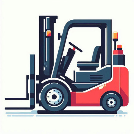 Forklift truck vector illustration isolated on white background. Flat design.のイラスト素材