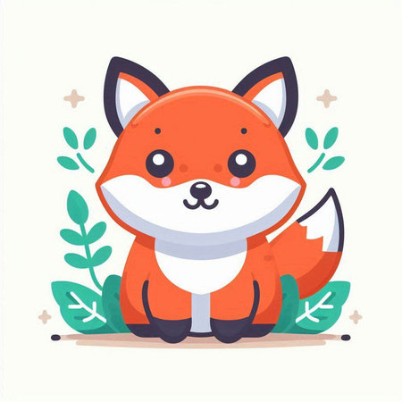 Cute cartoon fox character. Vector illustration in a flat style.のイラスト素材