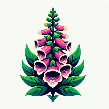 Vector illustration of a foxglove in the form of a Christmas treeのイラスト素材