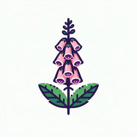 Foxglove icon. Vector illustration. Isolated on white background.のイラスト素材