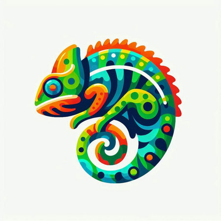 Colorful chameleon on a white background. Vector illustration.のイラスト素材