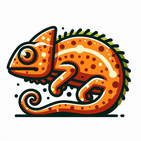Chameleon. Hand drawn vector illustration. Isolated on white background.のイラスト素材