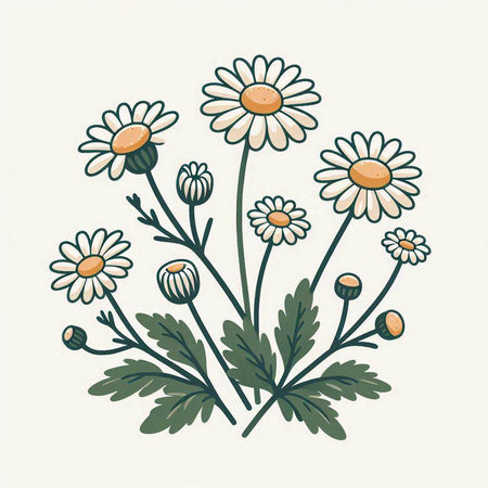 Chamomile flower. Hand drawn chamomile. Vector illustration.のイラスト素材