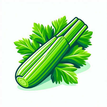 Fresh celery isolated on white background. Vector illustration for your designのイラスト素材