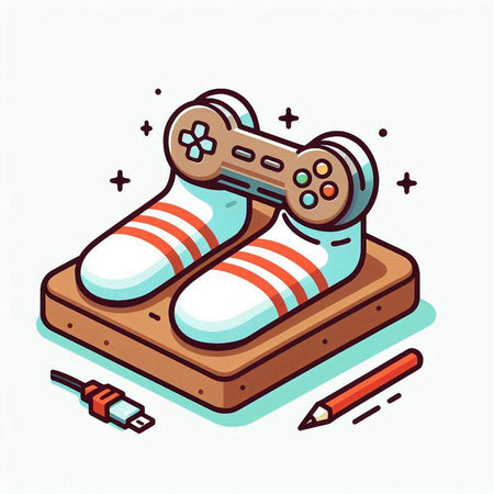 Gamepad and socks. Vector illustration in isometric flat style.のイラスト素材