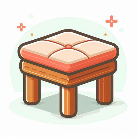 Illustration of a wooden stool on a white background. Vector illustration.のイラスト素材