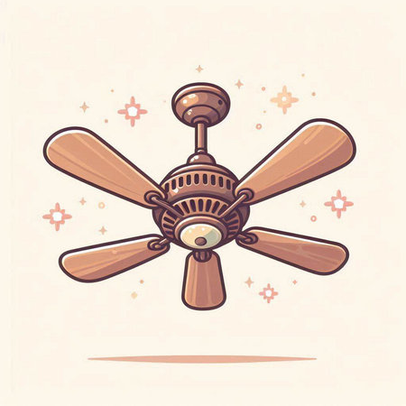 Ceiling fan. Vector illustration in retro style. EPS 10のイラスト素材