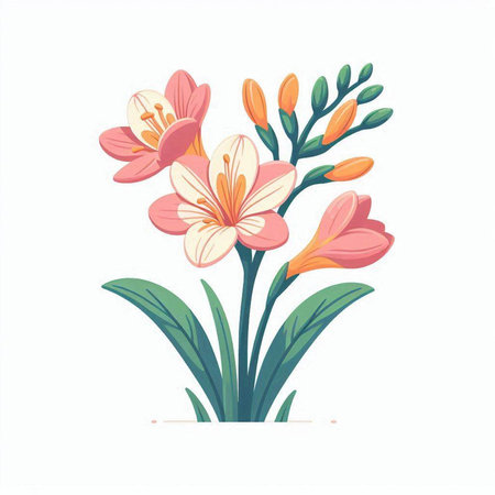 Bouquet of crocus flowers on a white background. Vector illustration.のイラスト素材