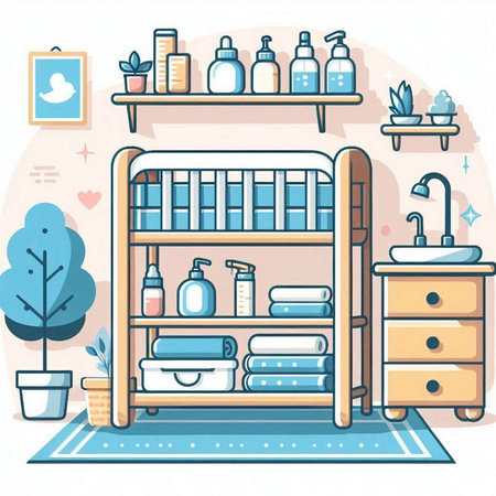 Bathroom interior. Bathroom furniture and accessories. Vector illustration.のイラスト素材