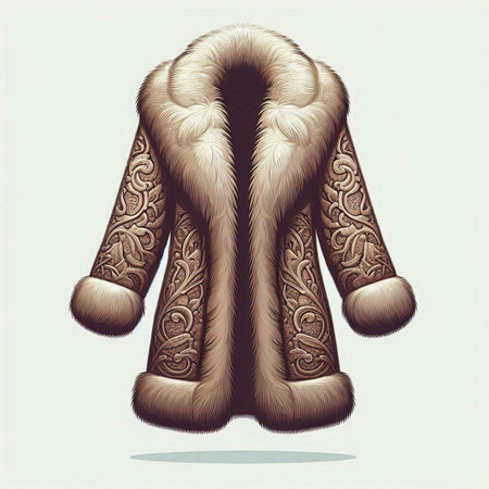 Mink fur coat with ornament. Vector illustration in retro style.のイラスト素材