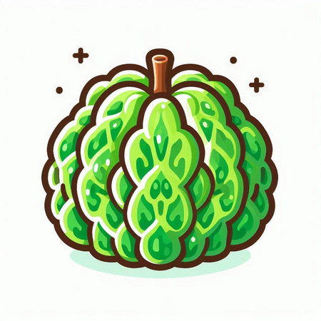 Custard Apple. Hand drawn vector illustration in cartoon style.のイラスト素材