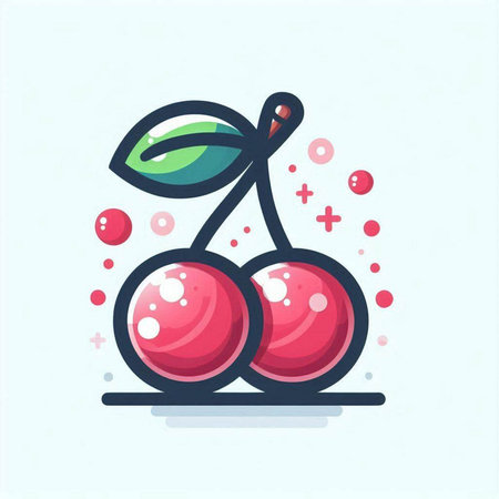 Cherry icon in flat style. Vector illustration on white background.のイラスト素材