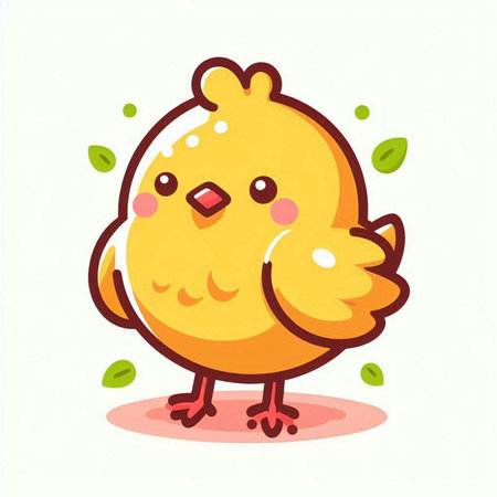 Vector illustration of cute little yellow chicken isolated on white background. Cute cartoon character.のイラスト素材