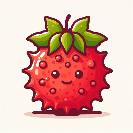Strawberry character. Vector illustration isolated on a white background.のイラスト素材