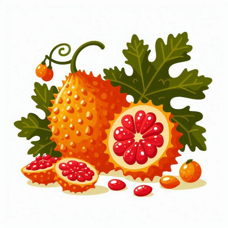 Illustration of kiwano fruit on white background. Vector illustration.のイラスト素材