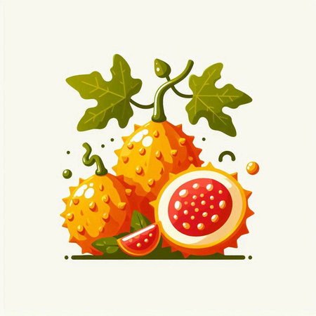 Kiwano fruit. Vector illustration of kiwano fruit.のイラスト素材