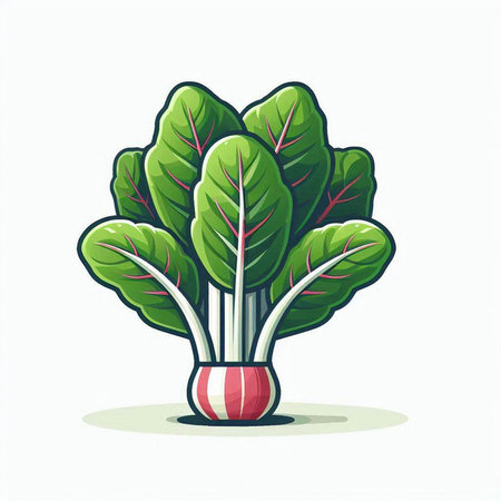 Illustration of chard in a vase on a white backgroundのイラスト素材