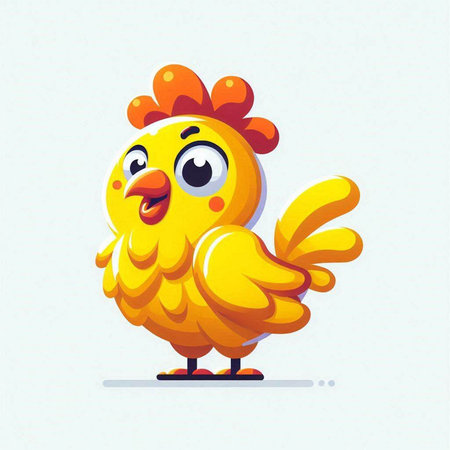 Cute cartoon chicken on white background. Vector illustration for your designのイラスト素材