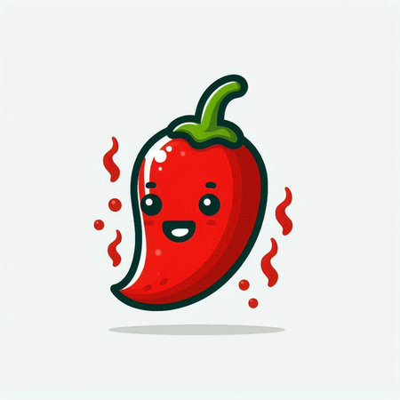 Hot chili pepper character. Vector flat cartoon illustration. Isolated on white background.のイラスト素材
