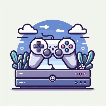 video game control vector illustration, game console, video game controller, video game consoleのイラスト素材