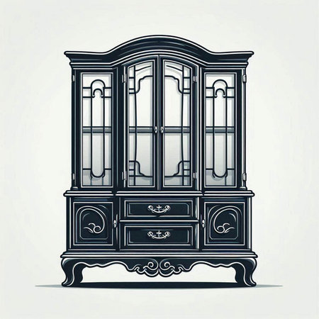 Cabinet with drawers. Vintage furniture. Vector illustration.のイラスト素材