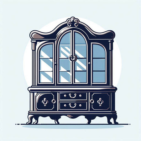 Illustration of a vintage cabinet in retro style, vector illustration.のイラスト素材