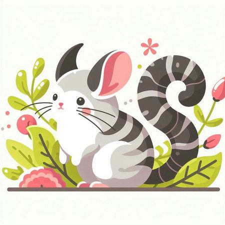 Vector illustration of a cute little gray mouse on a white background.のイラスト素材